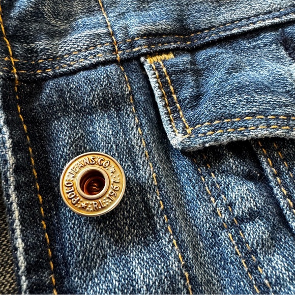Ralph Lauren Polo Jeans Co Distressed Rocker Denim Jacket Medium Blue Jean - Picture 4 of 9